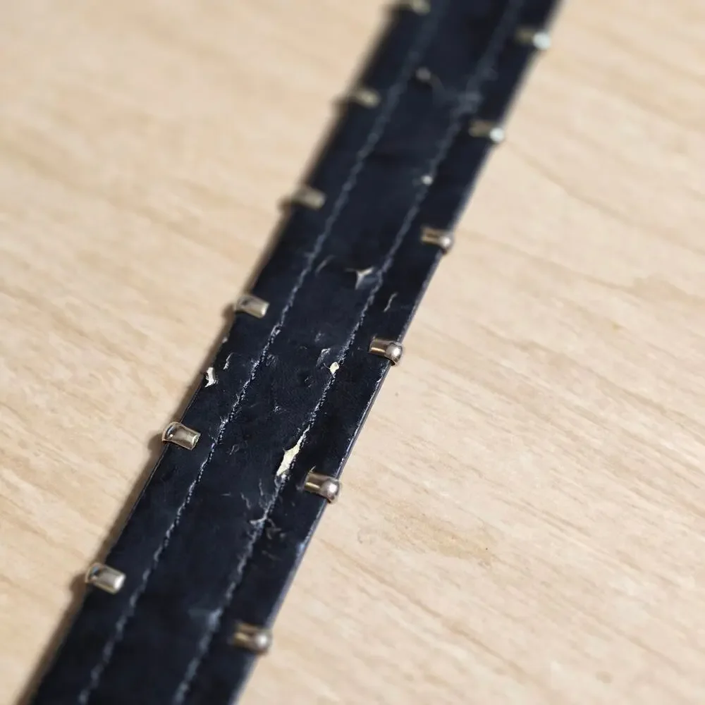 Steve Madden Y2K Black Leather Studded Belt Gold Buckle